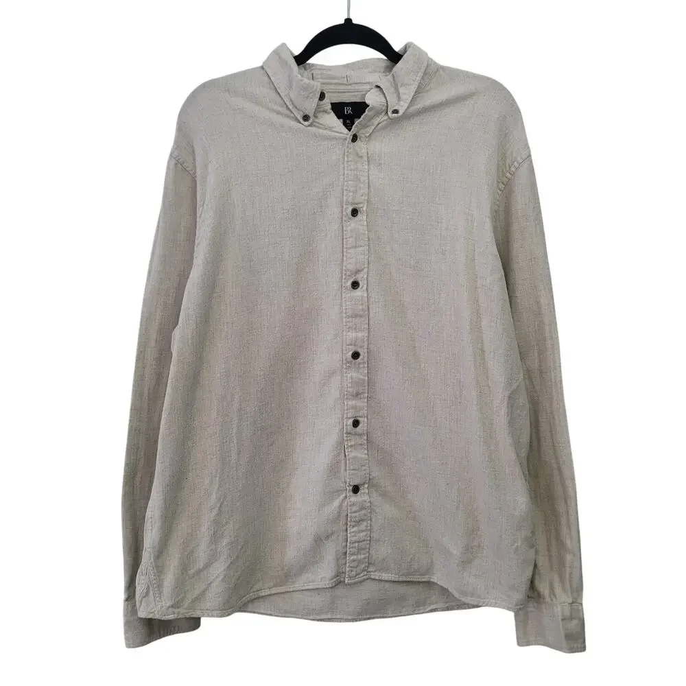 Banana Republic Size XL Tall Stone Beige Cotton Long Sleeve Button Up‎